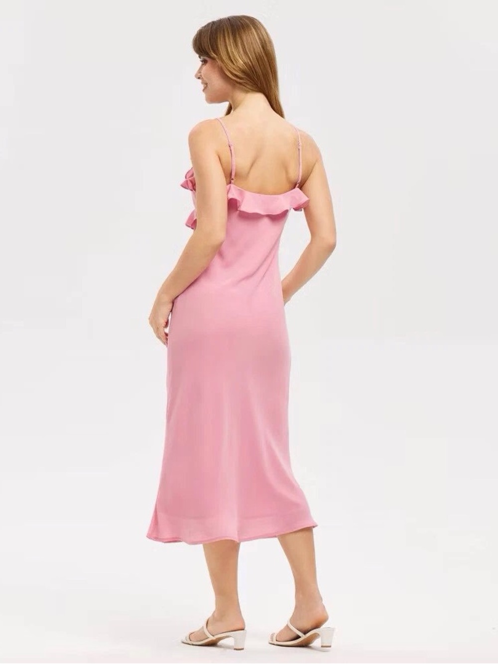 Pink Ruffle-Trim Slip Dress - Picture 3 of 3
